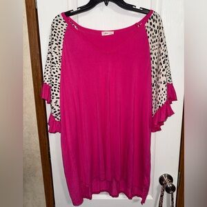 Beeson River Leopard Sleeve PinkTop